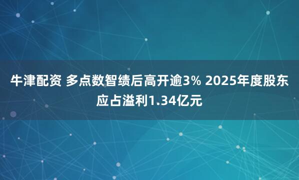 牛津配资 多点数智绩后高开逾3% 2025年度股东应占溢利1.34亿元